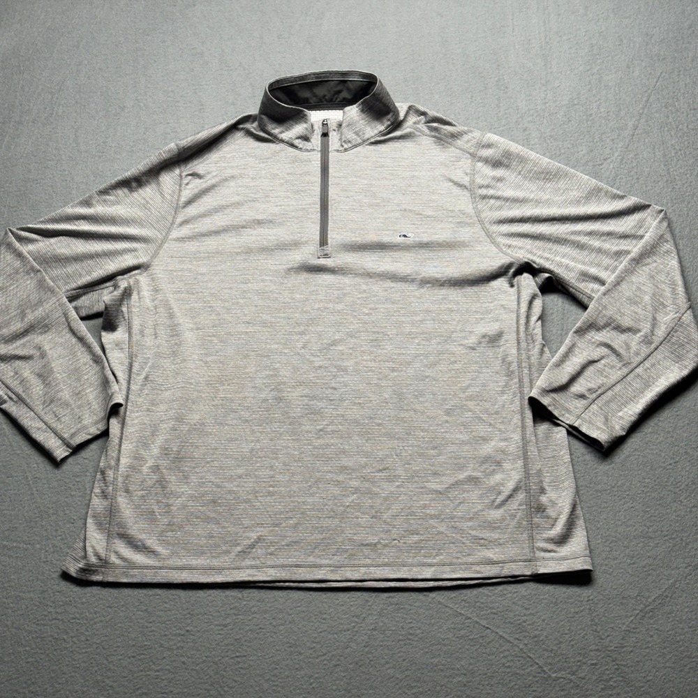 Vineyard Vines Performance Mens XXL Gray Quarter Zip Pullover Heathered Sweater